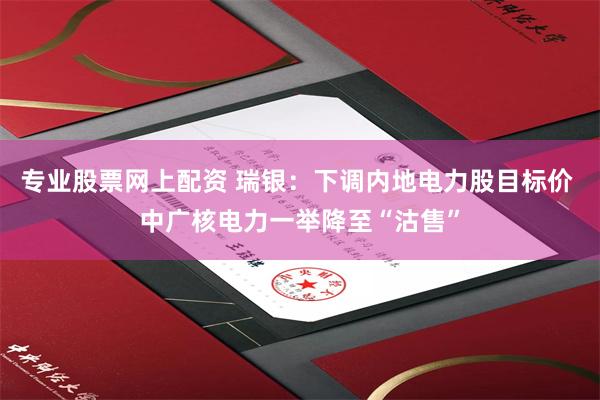 专业股票网上配资 瑞银：下调内地电力股目标价 中广核电力一举降至“沽售”