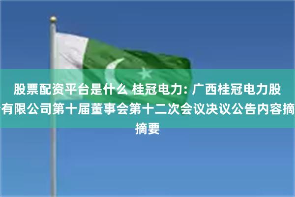 股票配资平台是什么 桂冠电力: 广西桂冠电力股份有限公司第十届董事会第十二次会议决议公告内容摘要
