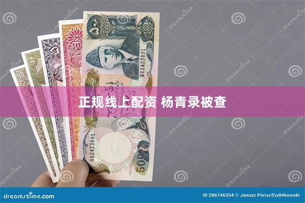 正规线上配资 杨青录被查